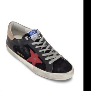 Golden Goose Hi Star (black, neon pink star, metallic laces, 8 US) 39 euro
